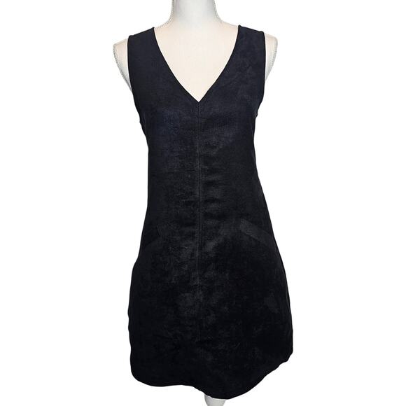 JACK Suede Black‎ V-neck Sleeveless Mini Dress Size Small - Picture 1 of 8